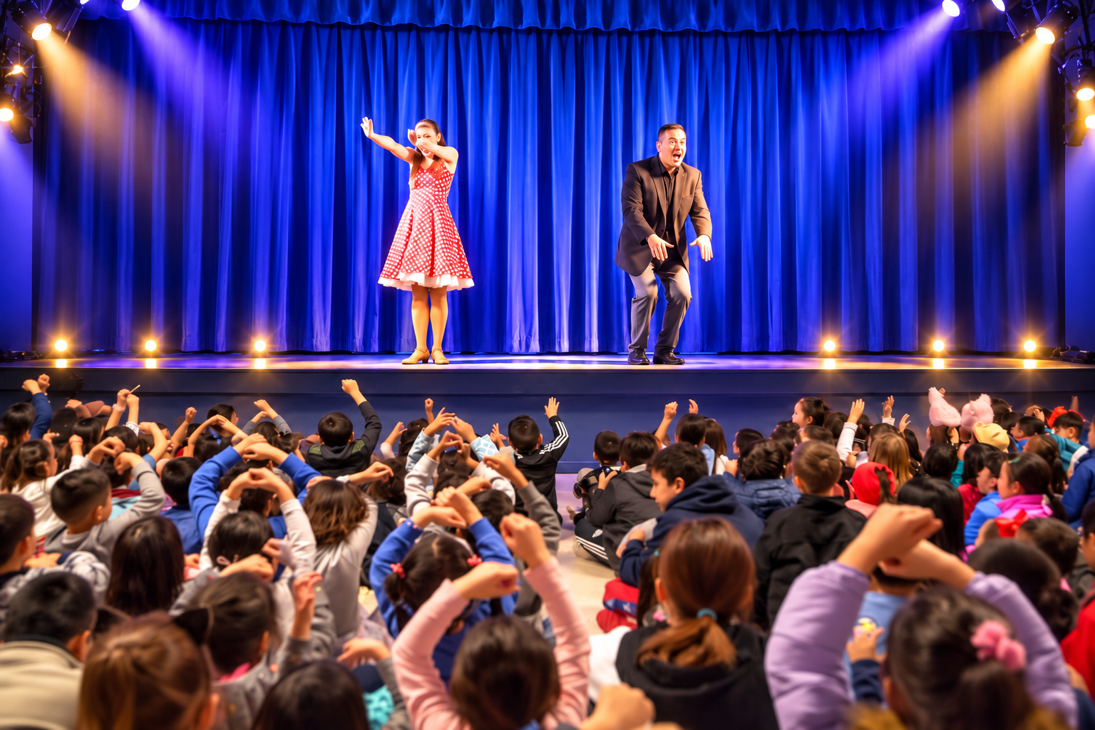 Students participating in one of Brock Edwards' assembly programs for schools in Southern California